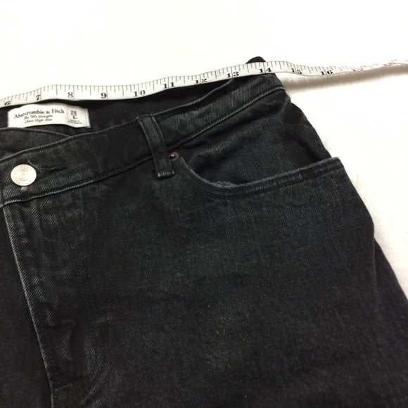 Abercrombie & Fitch Jeans 28/6R Womans 90s Straight Ultra High-Rise Black Denim - Picture 11 of 16